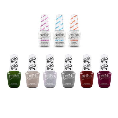 Gelish Terrific Trio Soak Off Gel Nail Polish w/ Mini Holiday Winter Sing 2 Kit