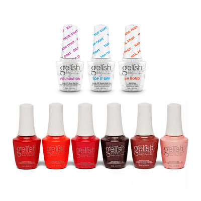 Gelish Terrific Trio Soak Off Gel Nail Polish Kit w/ Reds of the Year Core Set - VMInnovations