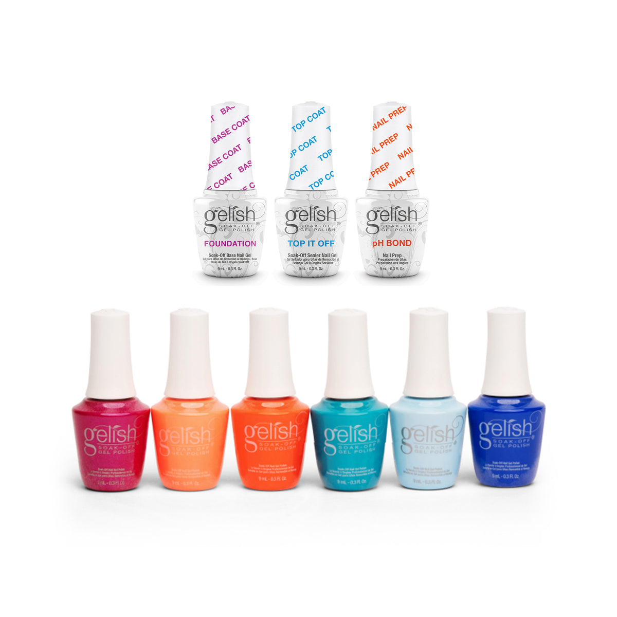 Gelish Terrific Trio Soak Off Gel Nail Polish w/ Mini Makin' A Splash Summer Kit