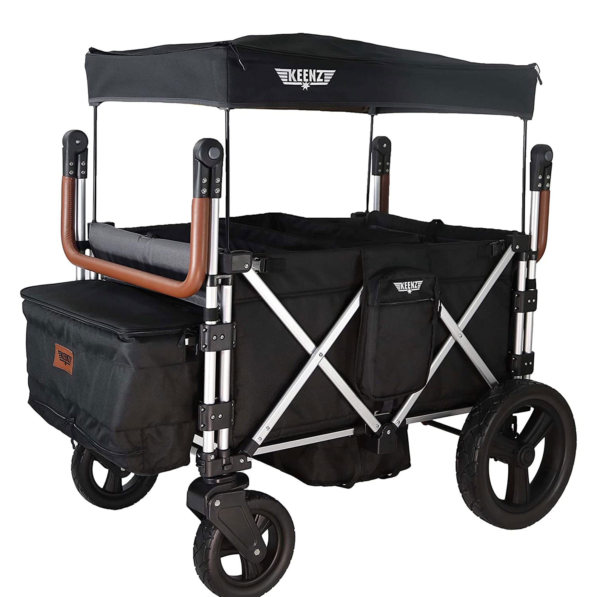 Keenz 7S Plus Ultimate 4-Passenger Wheeled Baby Stroller Wagon w/ Canopy, Black
