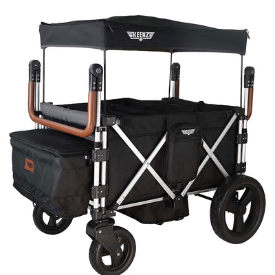 Keenz 7S Plus Ultimate 4-Passenger Wheeled Baby Stroller Wagon w/ Canopy, Black