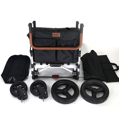 Keenz 7S Plus Ultimate 4-Passenger Wheeled Baby Stroller Wagon w/ Canopy, Black