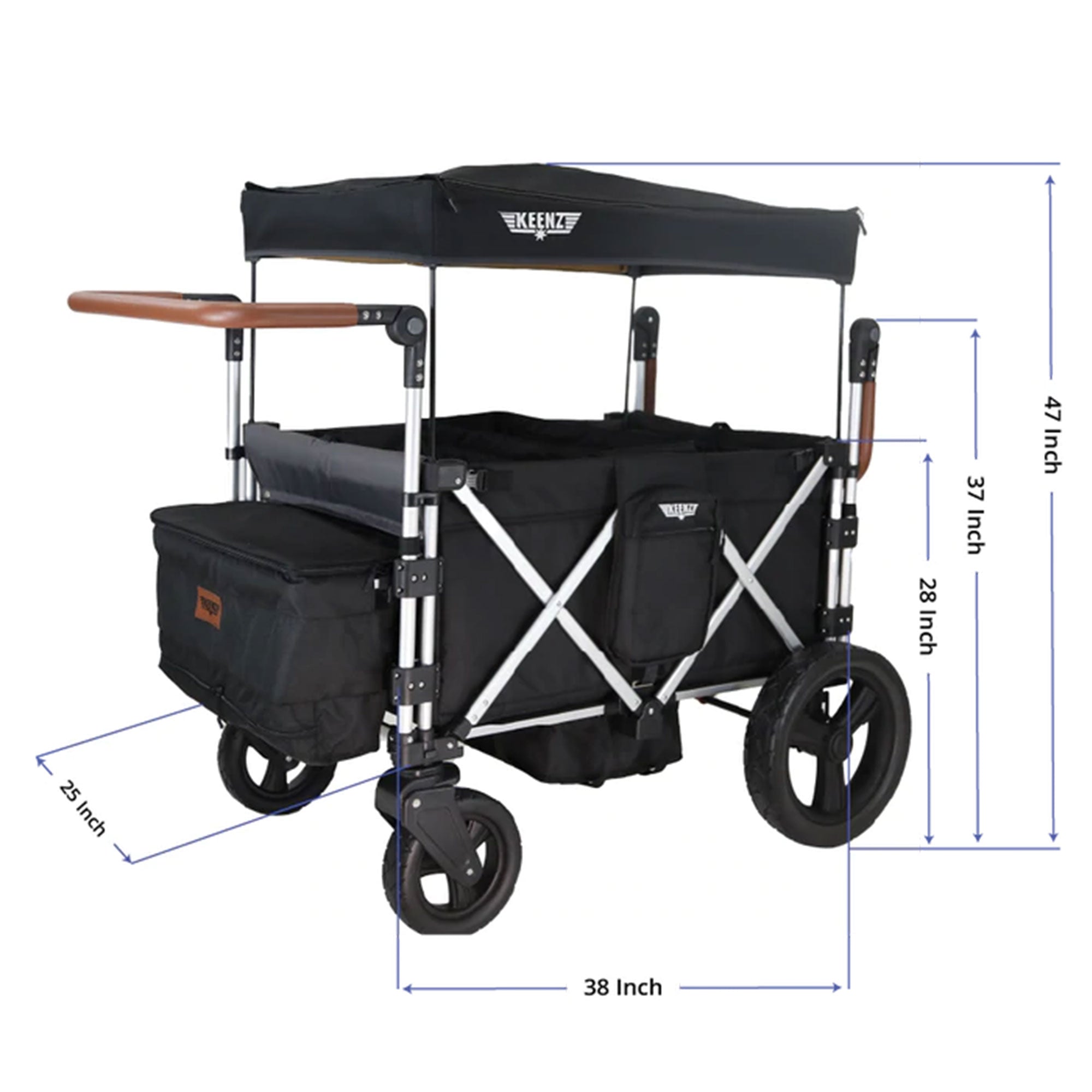 Keenz 7S Plus Ultimate 4-Passenger Wheeled Baby Stroller Wagon w/ Canopy, Black
