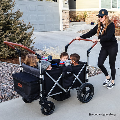 Keenz 7S Plus Ultimate 4-Passenger Wheeled Baby Stroller Wagon w/ Canopy, Black