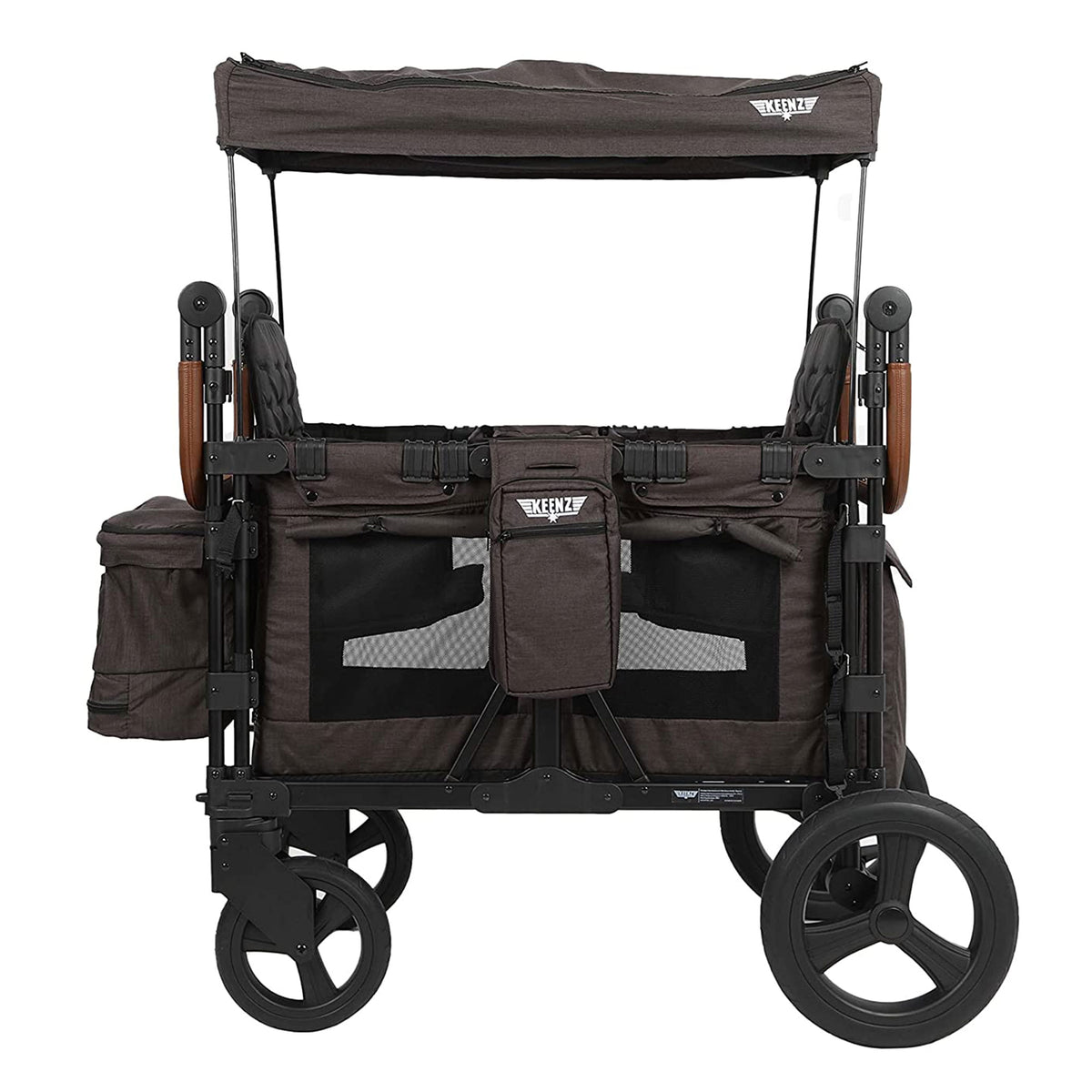 Keenz XC Plus 4 Child Luxury Stroller Wagon with Mesh Canopy and Sides, Charcoal - VMInnovations