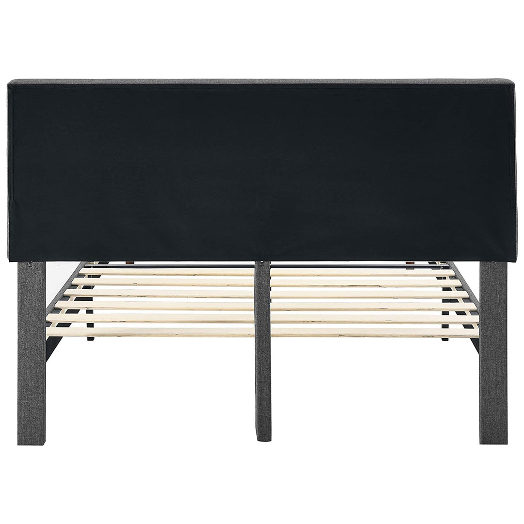 BIKAHOM Upholstered Platform Bed with Square Stitch Headboard, King, Dark Grey - VMInnovations