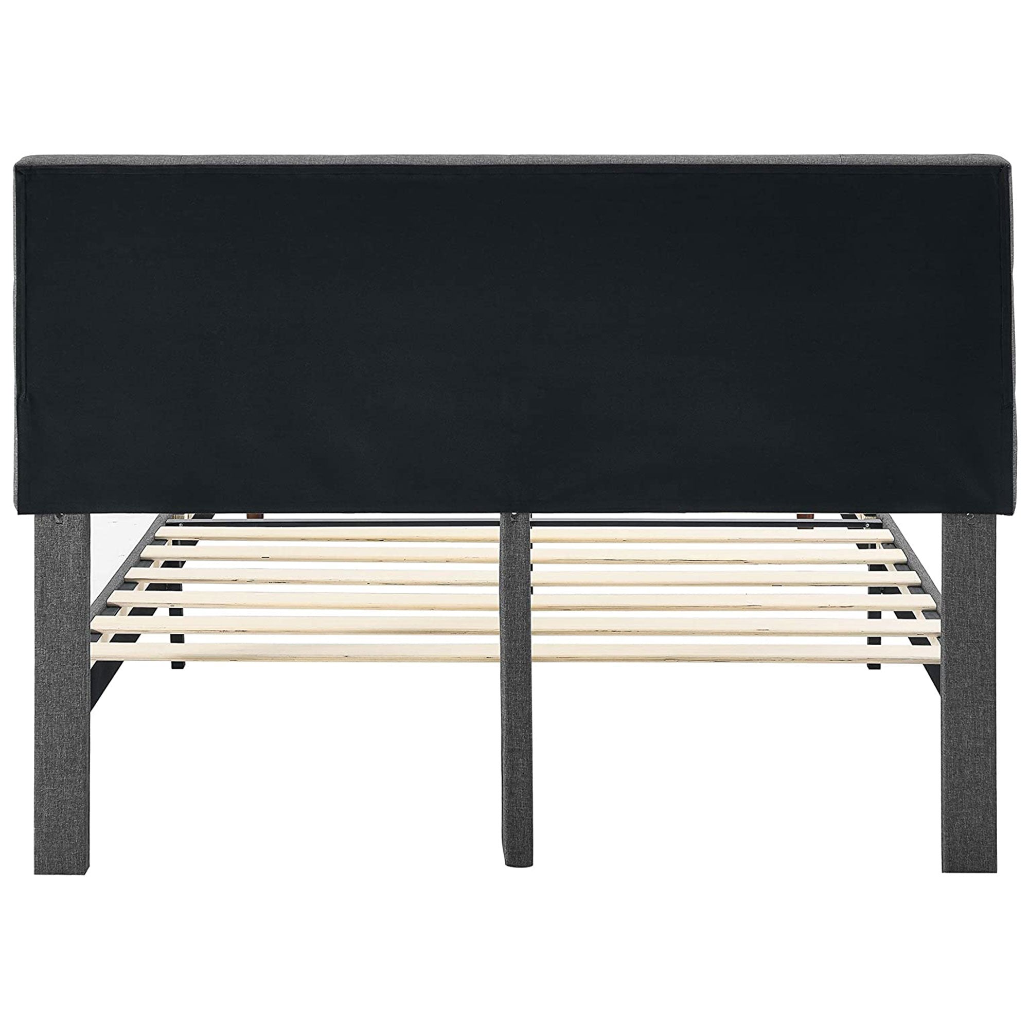 BIKAHOM Upholstered Platform Bed w/Square Stitch Headboard, King,Dark Grey(Used) - VMInnovations