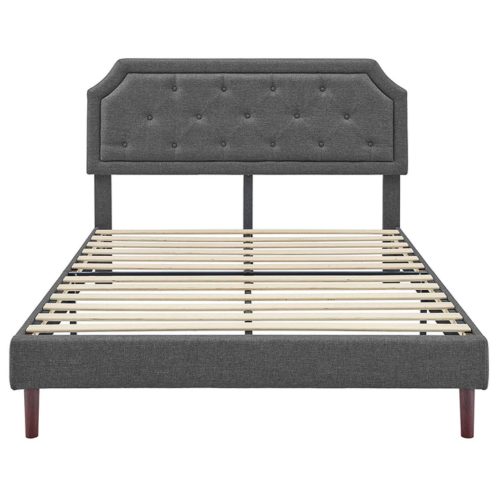 Upholstered Platform Bed with Button Tufted Headboard, King, Grey (Open Box)