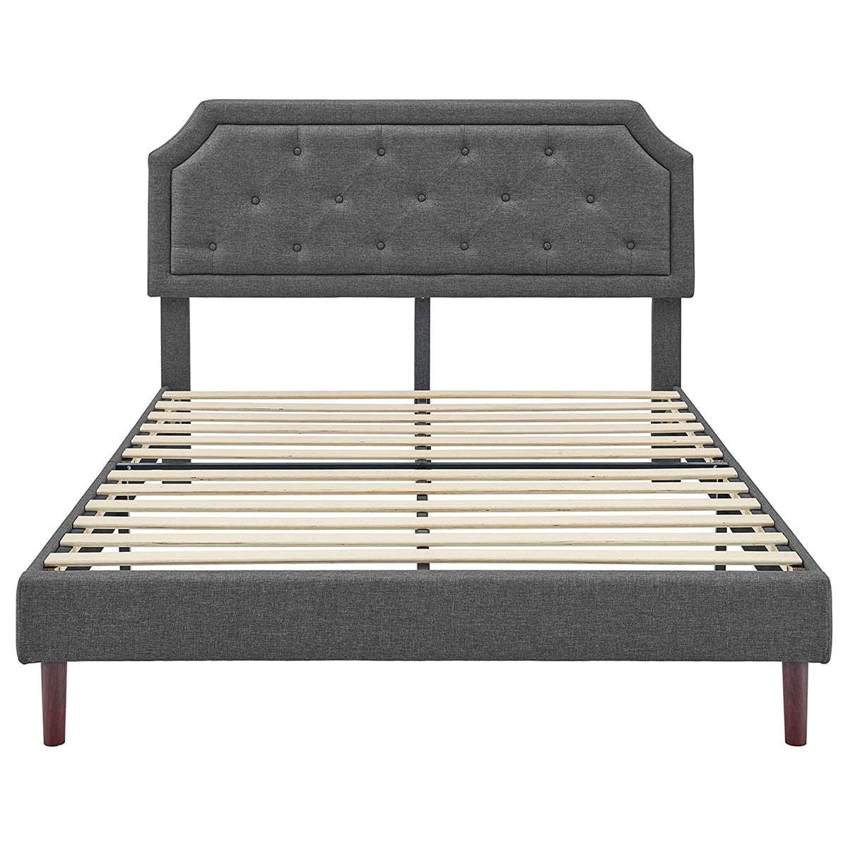 Upholstered Platform Bed with Button Tufted Headboard, Queen (Open Box)