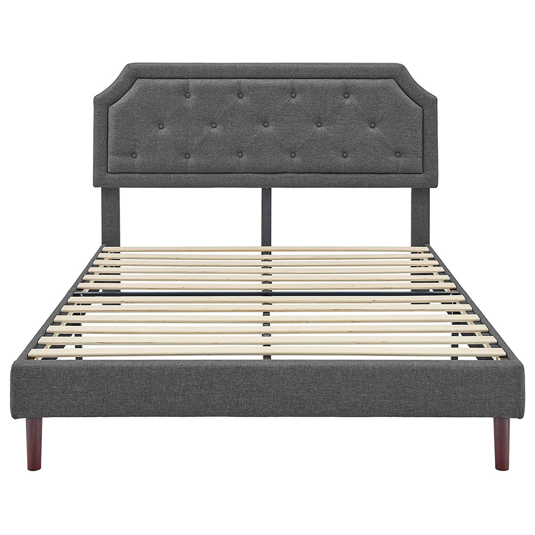 Upholstered Platform Bed with Button Tufted Headboard, King, Grey (Open Box)