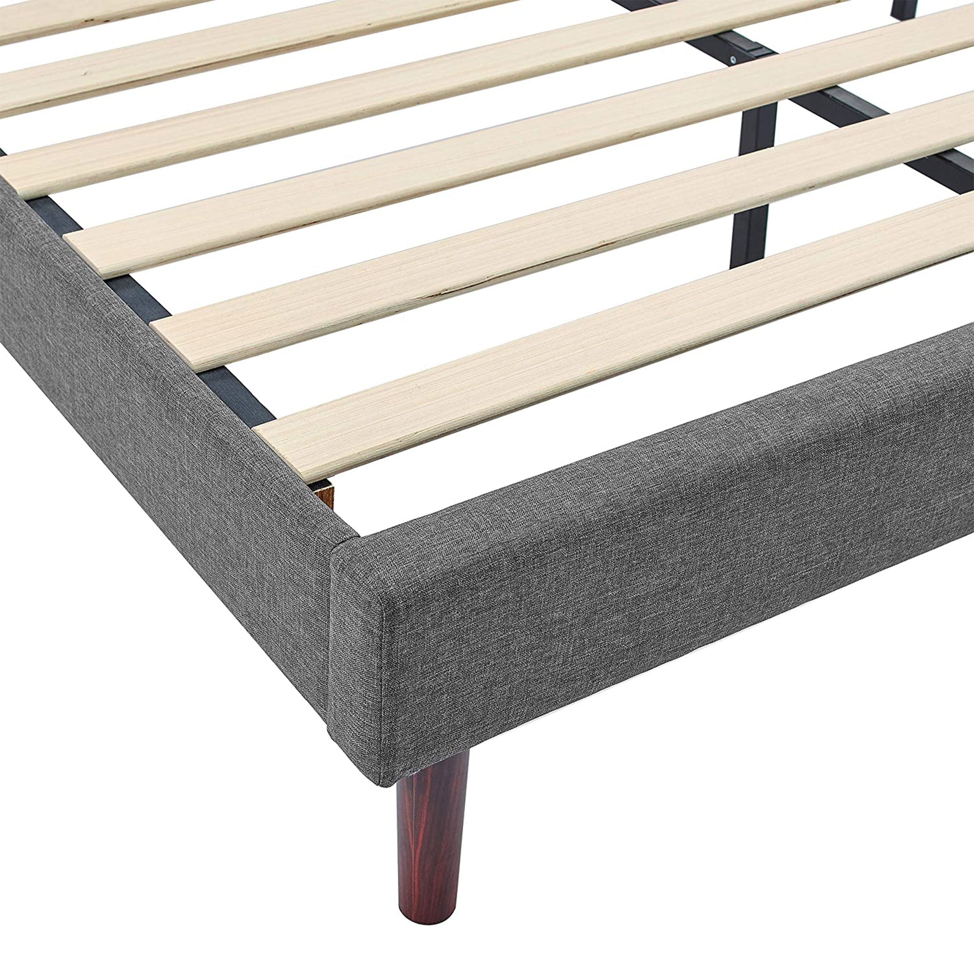 Upholstered Platform Bed with Button Tufted Headboard, King, Grey (Open Box) - VMInnovations