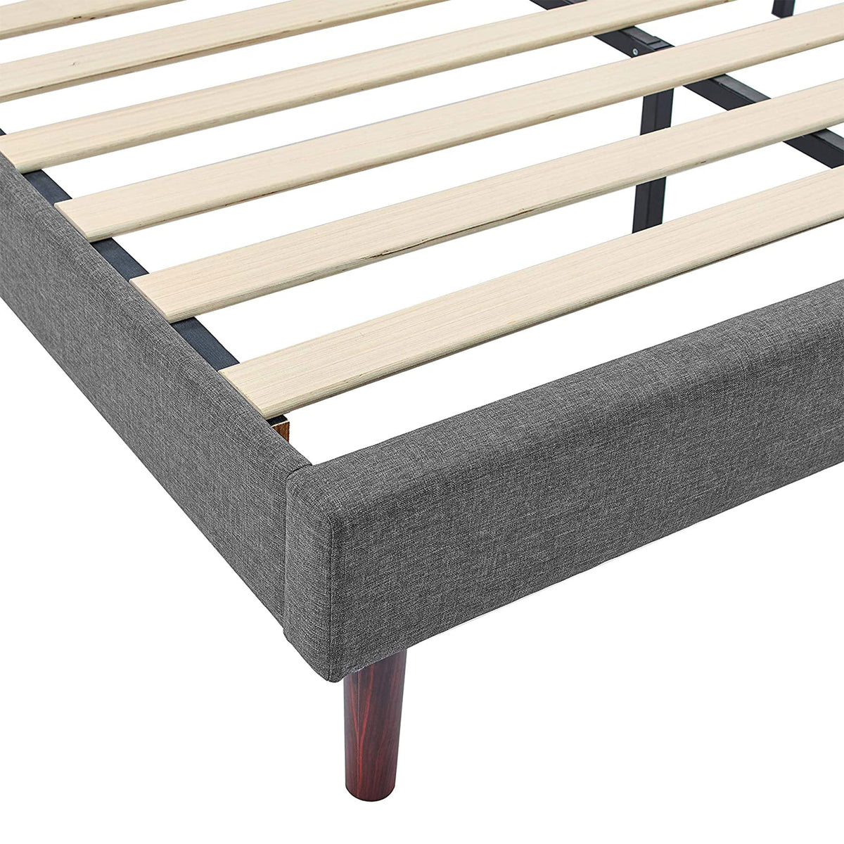 BIKAHOM Upholstered Platform Bed w/Button Tufted Headboard, King, (For Parts)