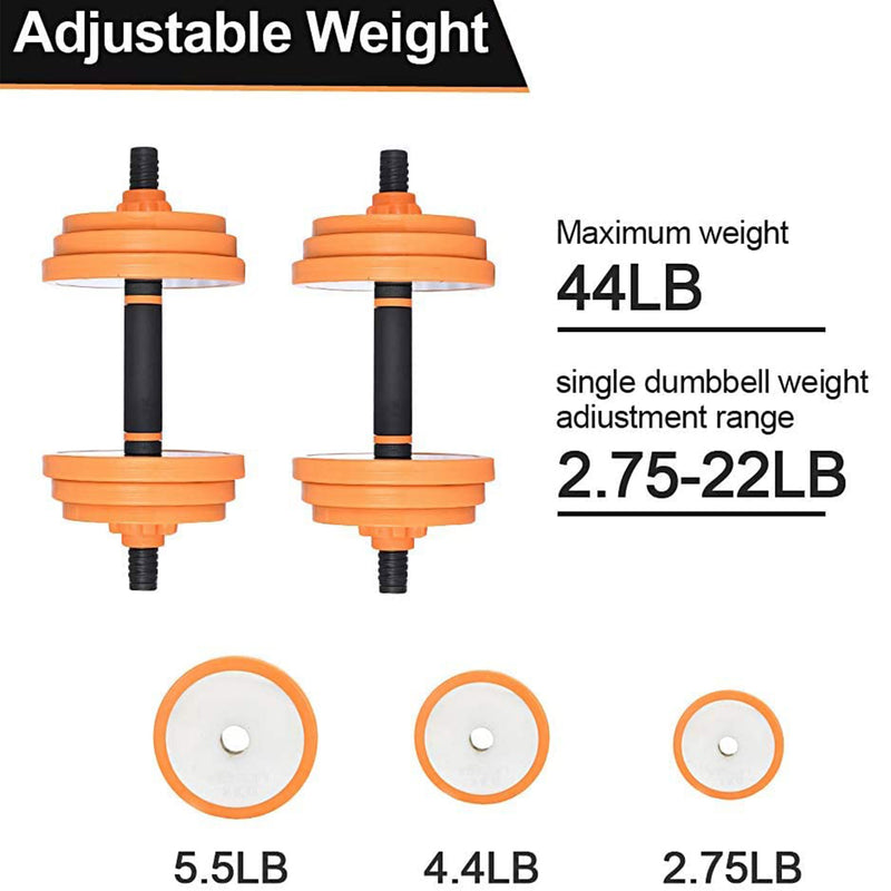 EILISON 3 in 1 Adjustable Dumbbell Hand Weight Set, 44 Pounds, Yellow, Pair