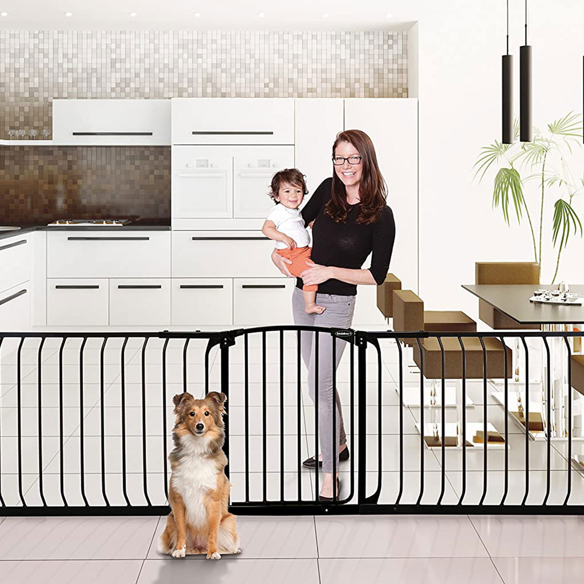 Bindaboo B1102 Zoe 28 to 32 Inch Expanding Swing Close Baby and Pet Gate, Black - VMInnovations