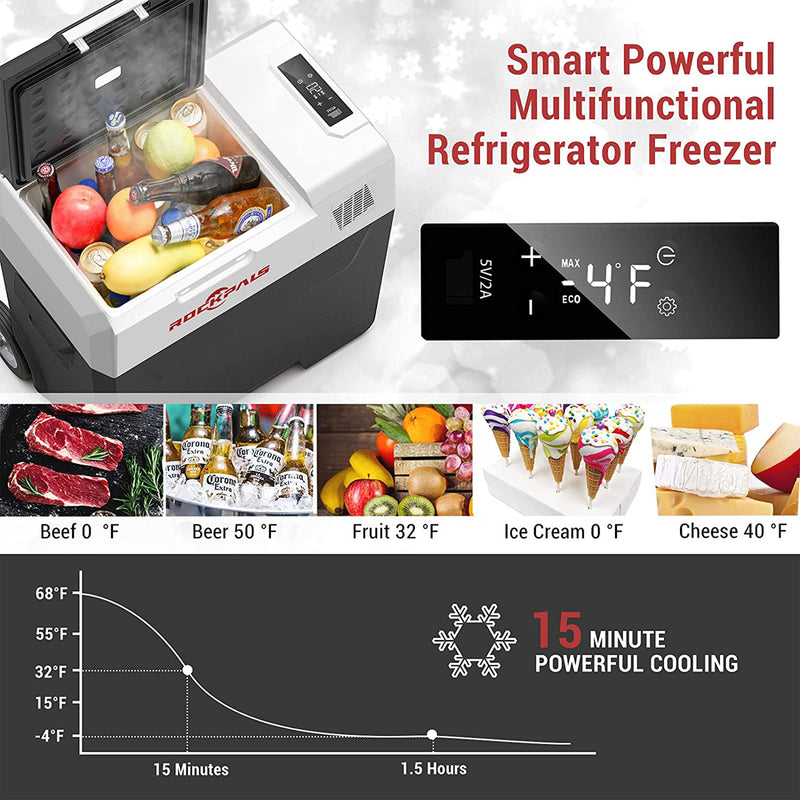 12 Volt 50 Quart Electric Refrigerating and Freezing Portable Cooler (Open Box)