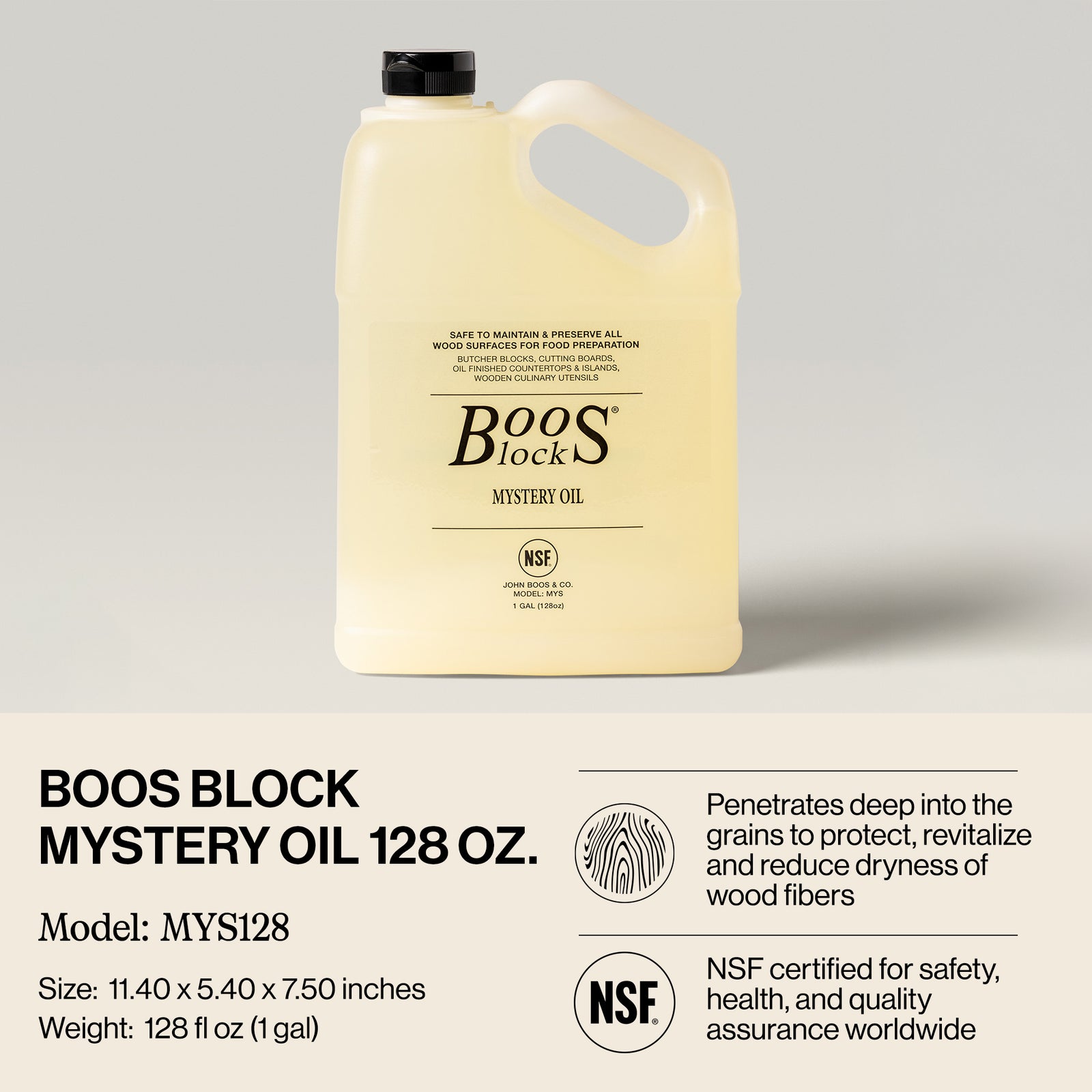 John Boos Block Mystery Oil Maintenance Care for Wood Cutting Board, 128 Ounce - VMInnovations