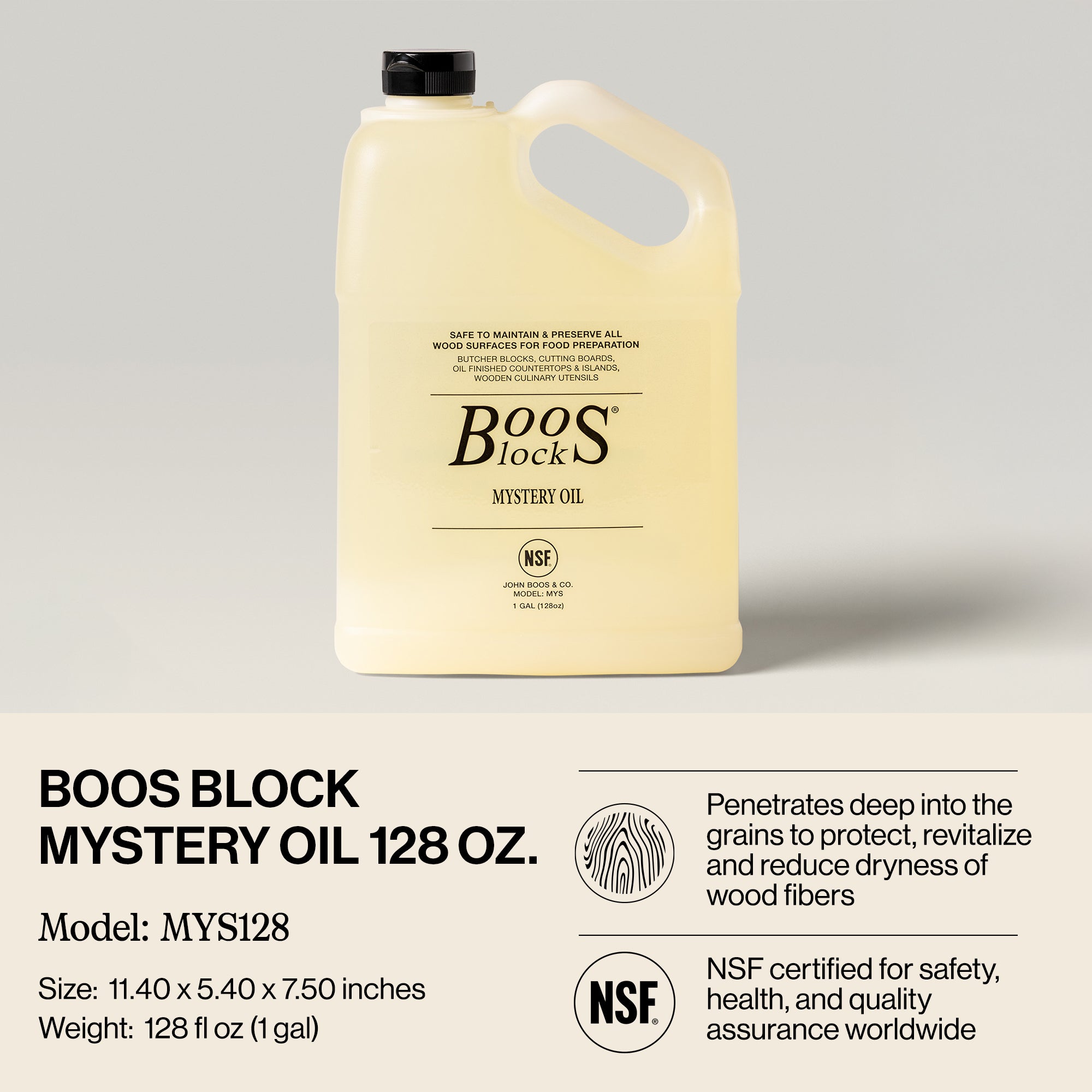 John Boos Block Mystery Oil Maintenance Care for Wood Cutting Board, 128 Ounce - VMInnovations