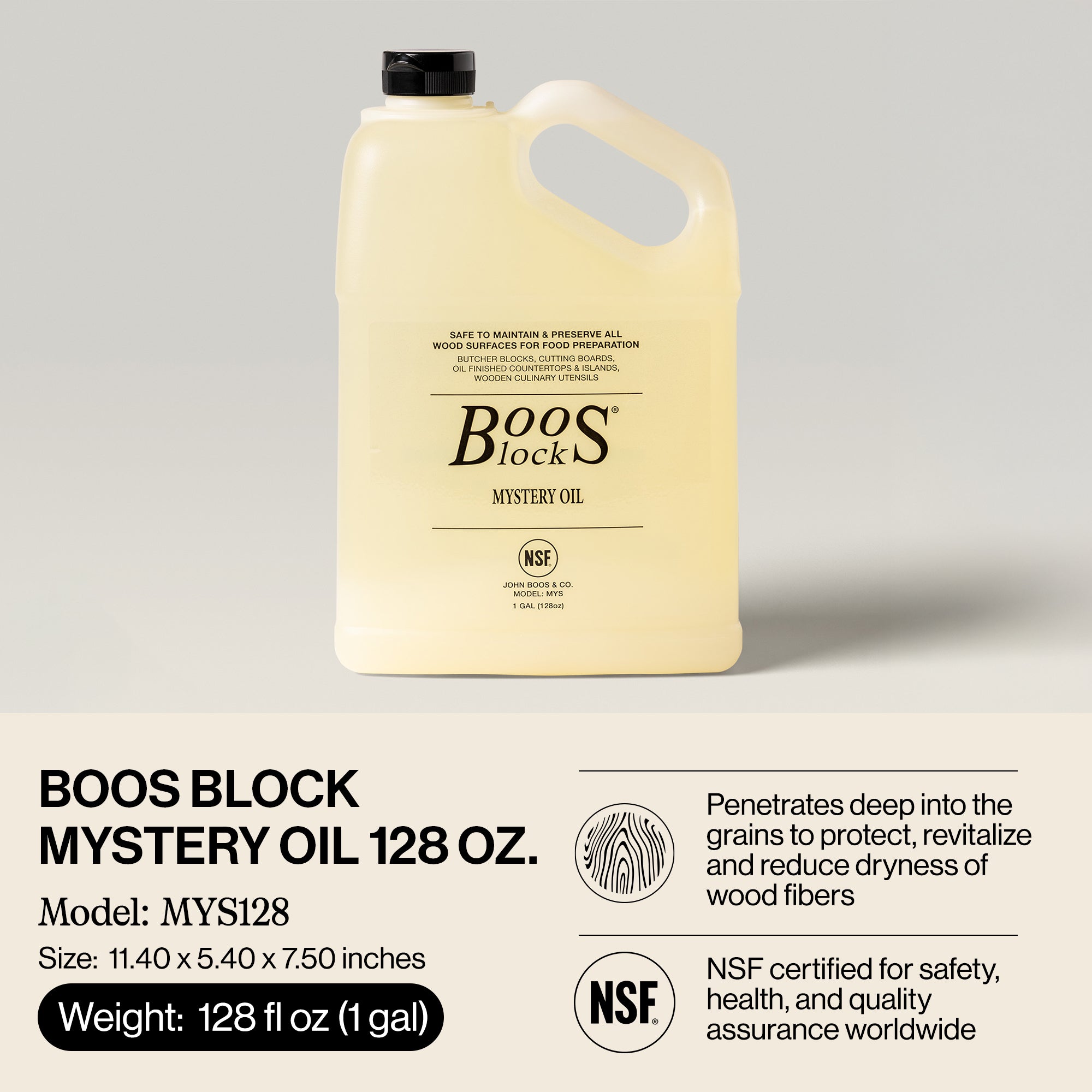 John Boos Block 128 fl oz Mystery Oil & Walnut Wood Applicator, Board Care Set - VMInnovations