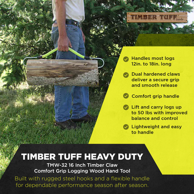 Timber Tuff TMW-32 16 In Timber Claw Comfort Grip Logging Wood Hand Tool, Green - VMInnovations
