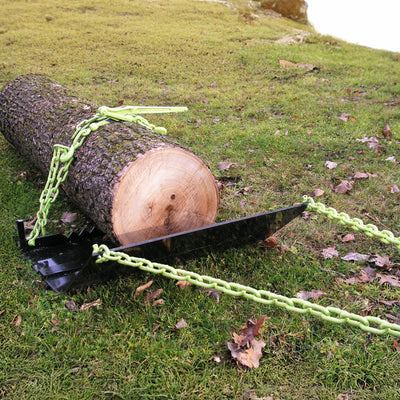 Timber Tuff TMW-21 24 Inch Log Skidding Arched Plate with Dual Tow Chains, Black - VMInnovations