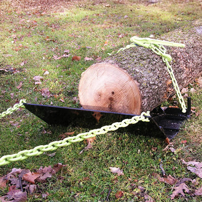 Timber Tuff TMW-21 24 Inch Log Skidding Arched Plate with Dual Tow Chains, Black - VMInnovations
