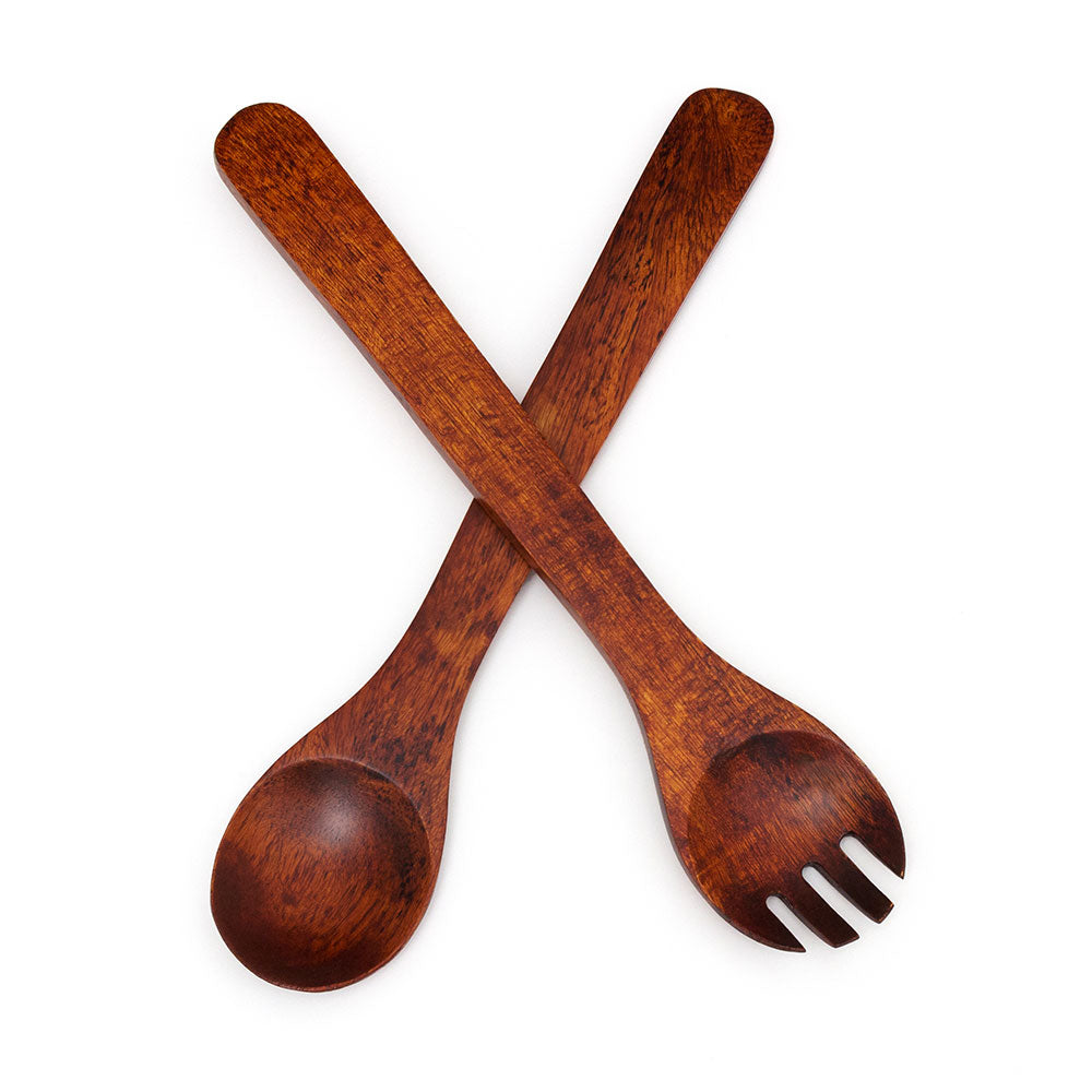 Lipper International Cherry Finished 13" Fork & Spoon Paddle Servers, (Open Box) - VMInnovations