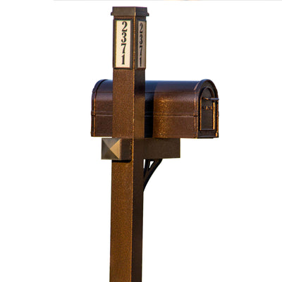 BrightLight Mailbox Solar Illuminated Single Post 2 Door Mailbox Kit, Bronze