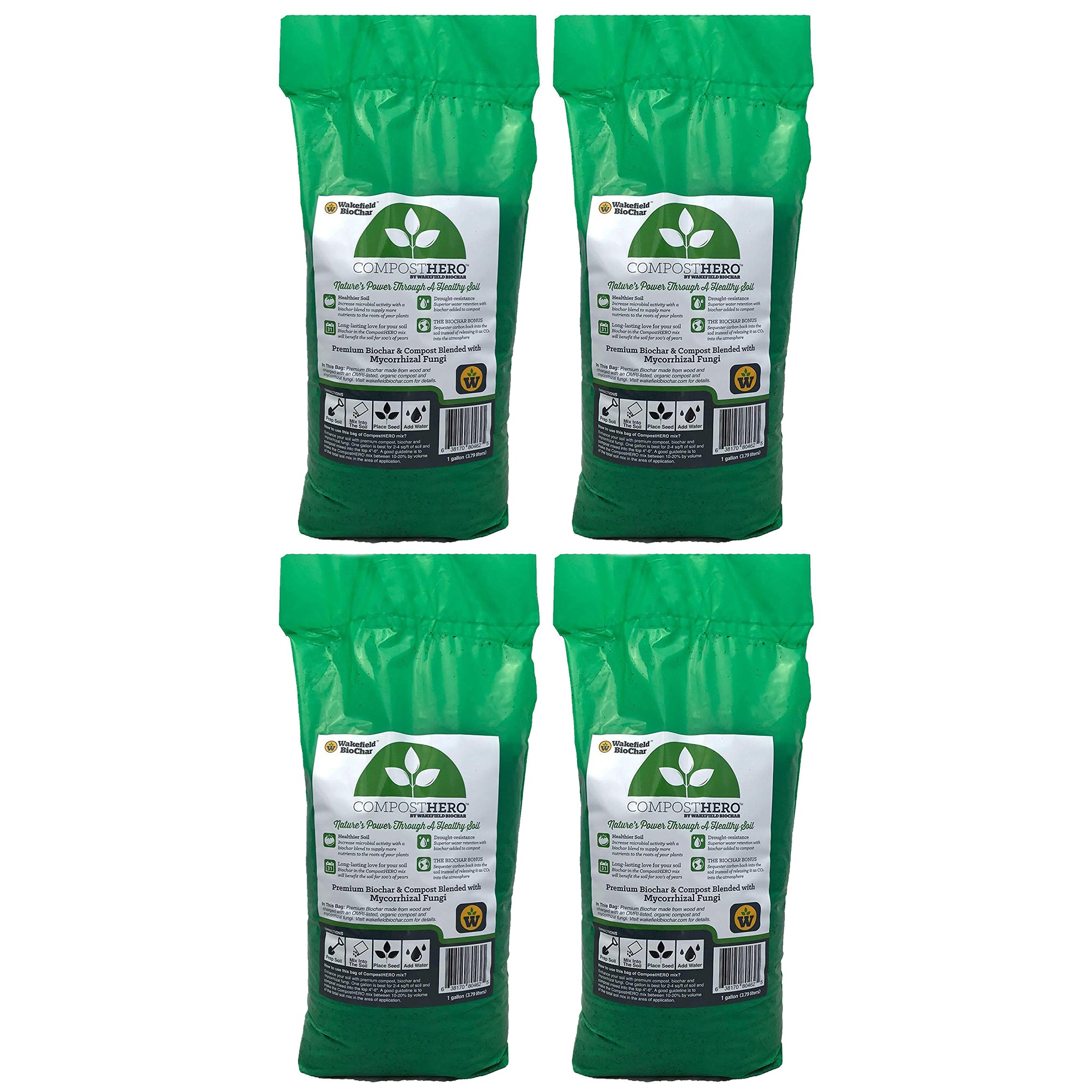 Wakefield HERO Blend Biochar Organic Garden Compost w/ Mycorrhizal Fungi, 4 Gal