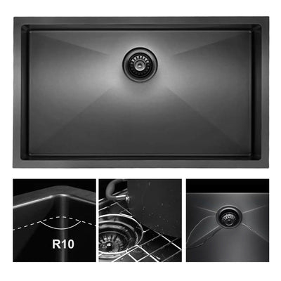 30x21in Stainless Steel Bowl Undermount Kitchen Sink Gunmetal Black(OpenBox)