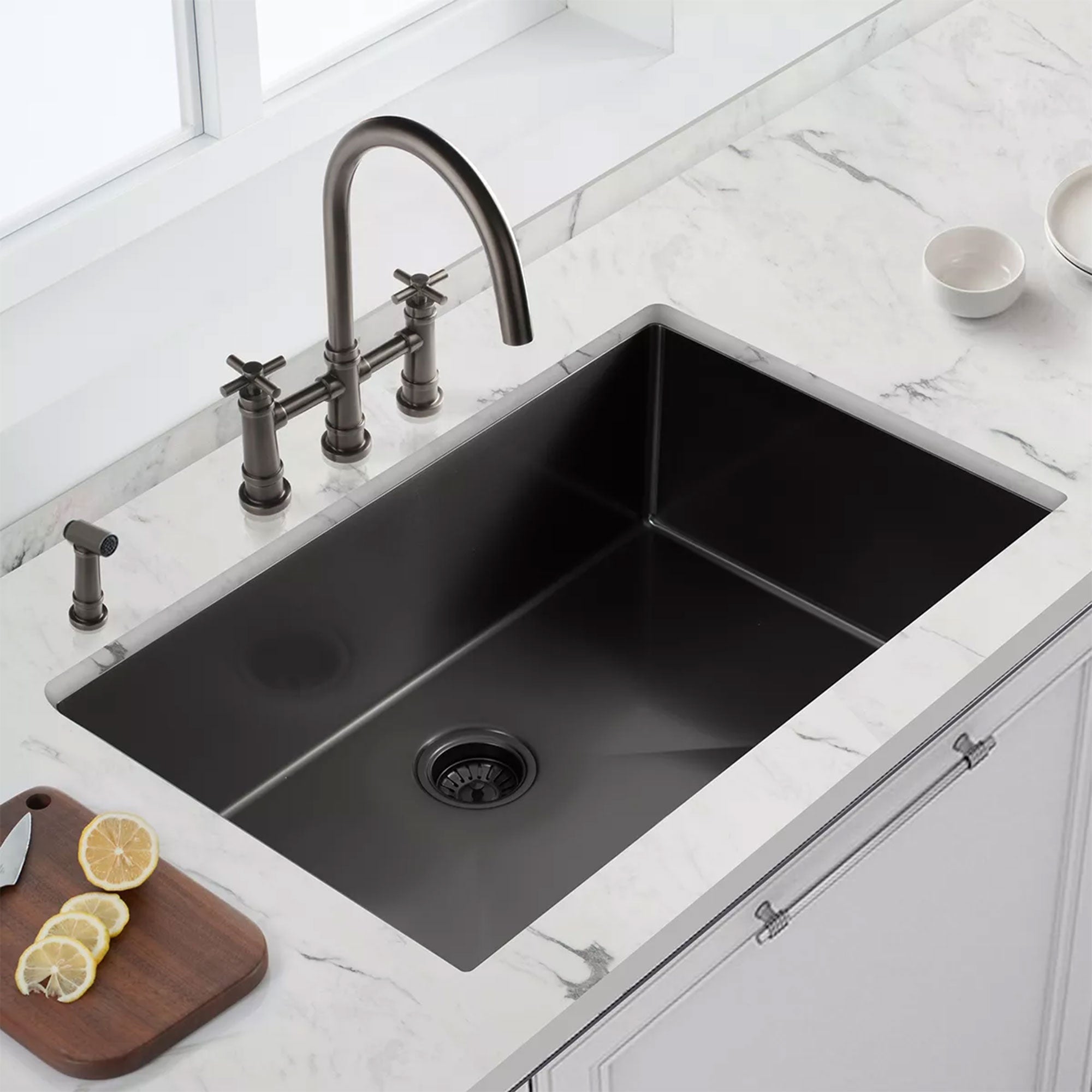 30x21in Stainless Steel Single Bowl Undermount Kitchen Sink Gunmetal (Used) - VMInnovations