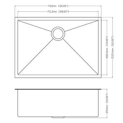 30x21in Stainless Steel Single Bowl Undermount Kitchen Sink Gunmetal (Used) - VMInnovations