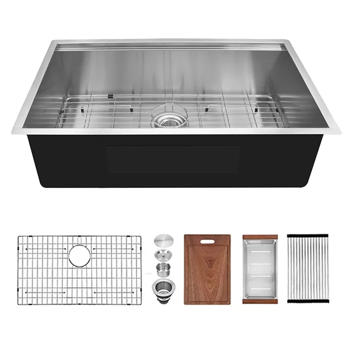 Alwen 30 by 18 Inch Undermount Brushed Stainless Steel Single Bowl Kitchen Sink