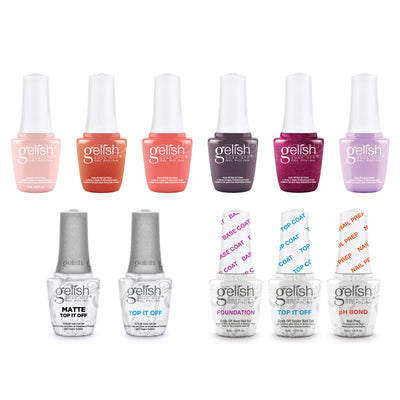 Gelish Terrific Trio Essentials, Mini Shimmering Polish Kit, & Top Off Duo Coats