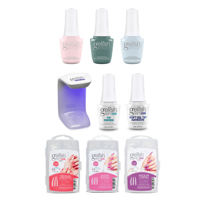 Gelish Mini Spring Full Bloom Polish Set, 3 Pack with 330 Count 3 Type Nail Kit