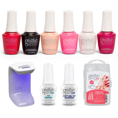 Gelish Mini Forever Fabulous Gel Nail Polish w/ 110 Stiletto Tips & LED Light - VMInnovations