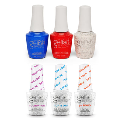 Gelish Terrific Trio Soak Off Gel Nail Polish w/ Mini Core Americana Collection