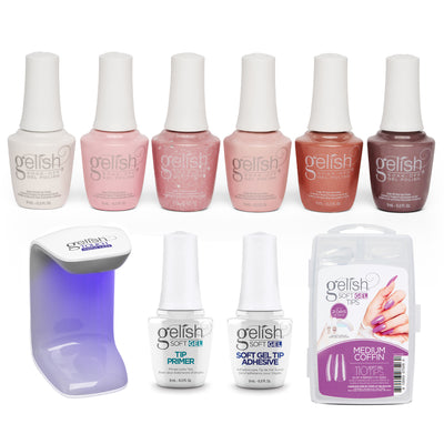 Gelish Mini Pretty In Pink Gel Polish, 6 Pack and 110 Count Medium Coffin Kit