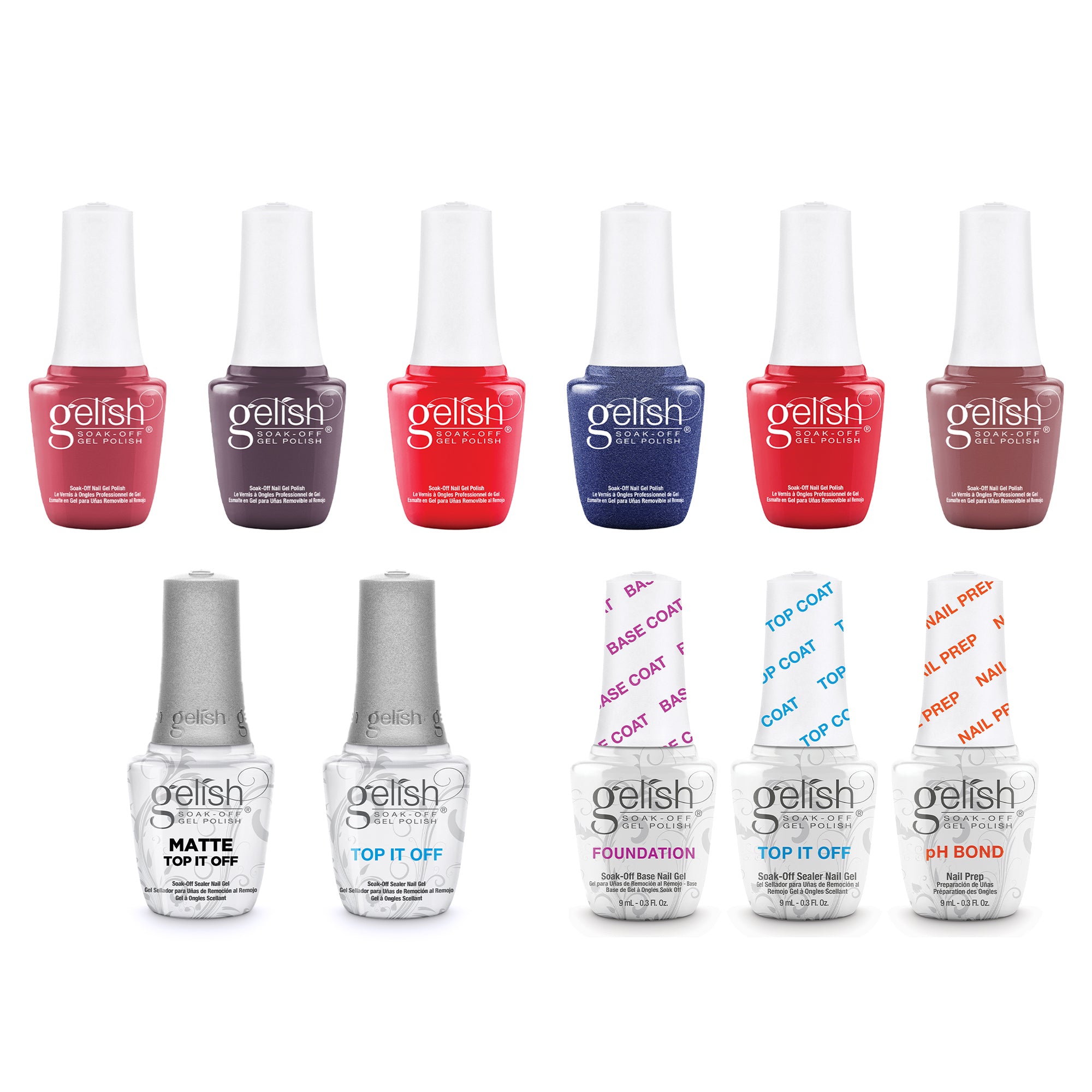 Gelish Terrific Trio Essentials, Mini Midnight Caller Kit, & Top Off Duo Coats