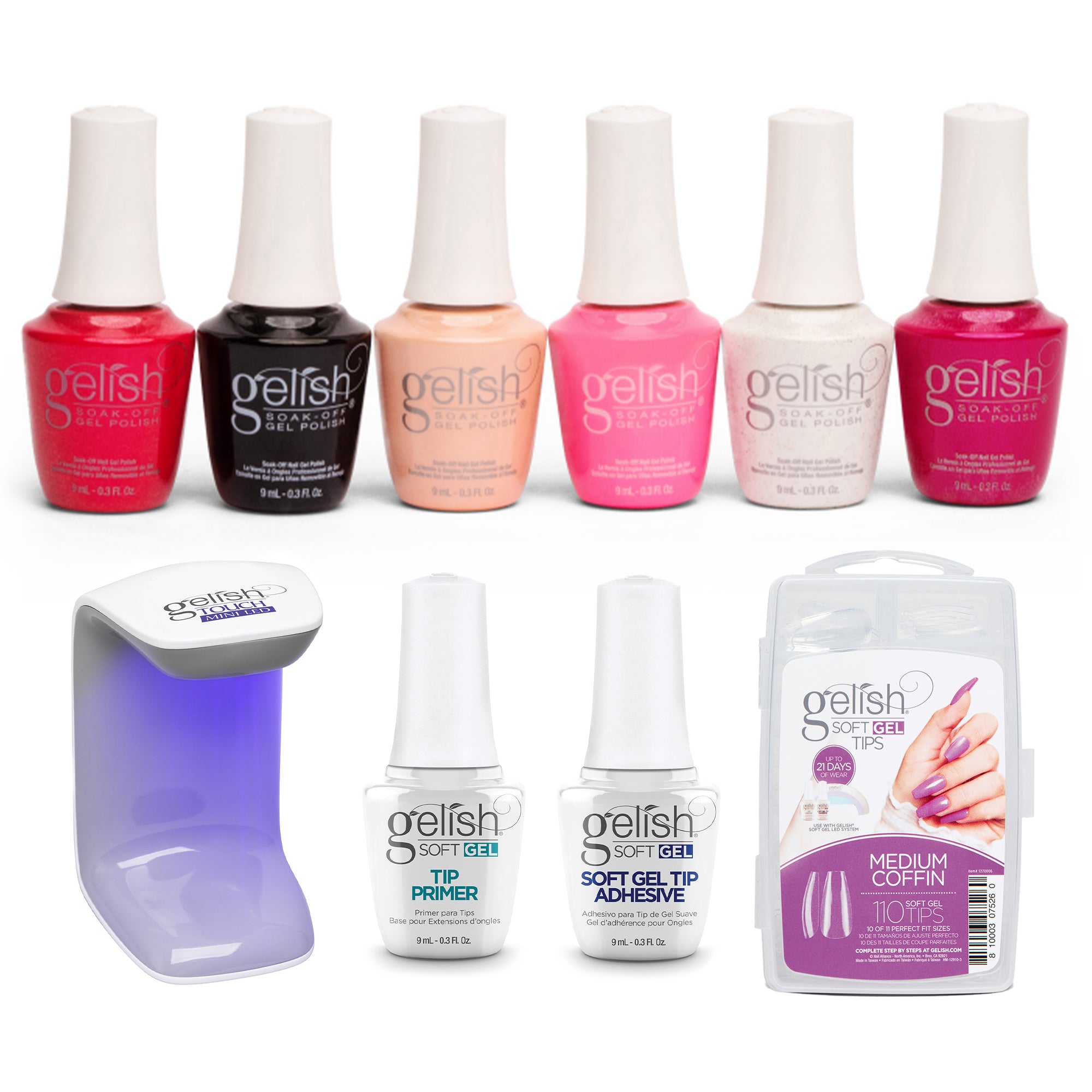 Gelish Mini Forever Fabulous Gel Polish, 6 Pack and 110 Count Medium Coffin Kit