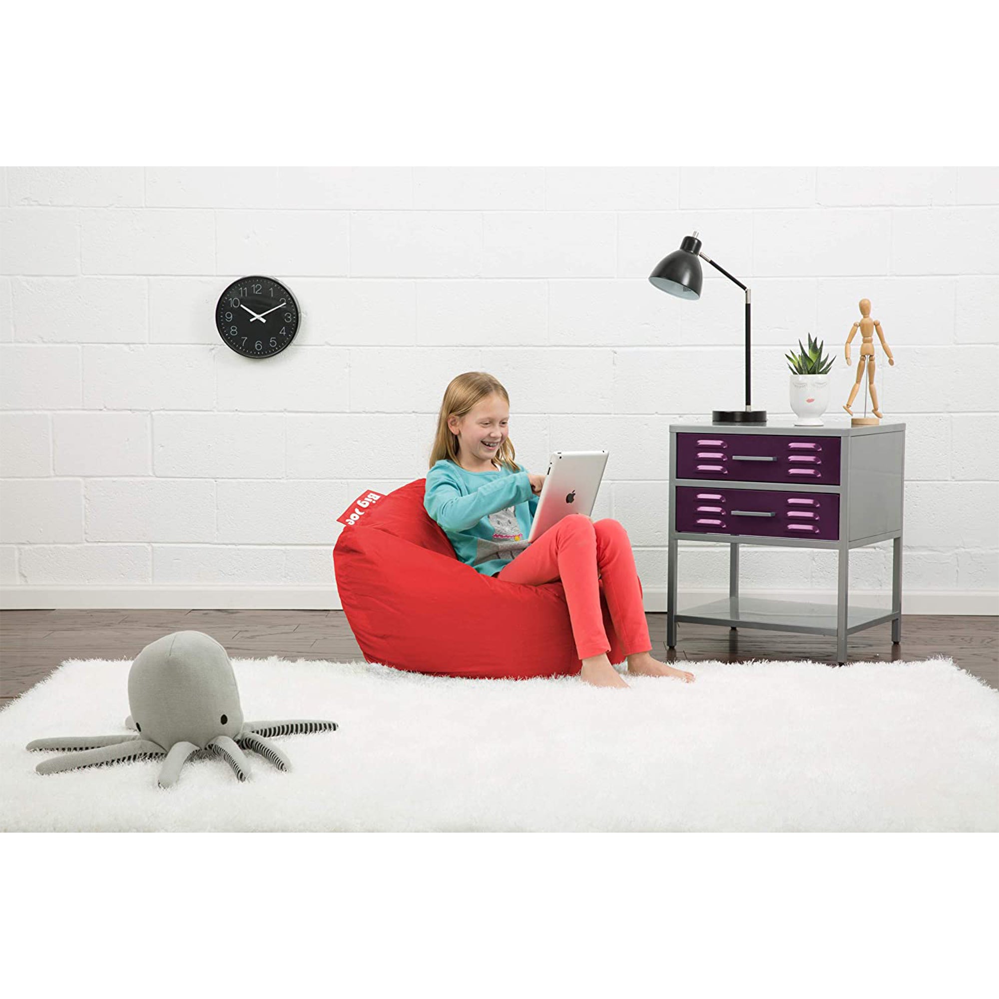 Big Joe Smartmax Classic Bean Bag Chair with Handles and Safety Zipper, Red