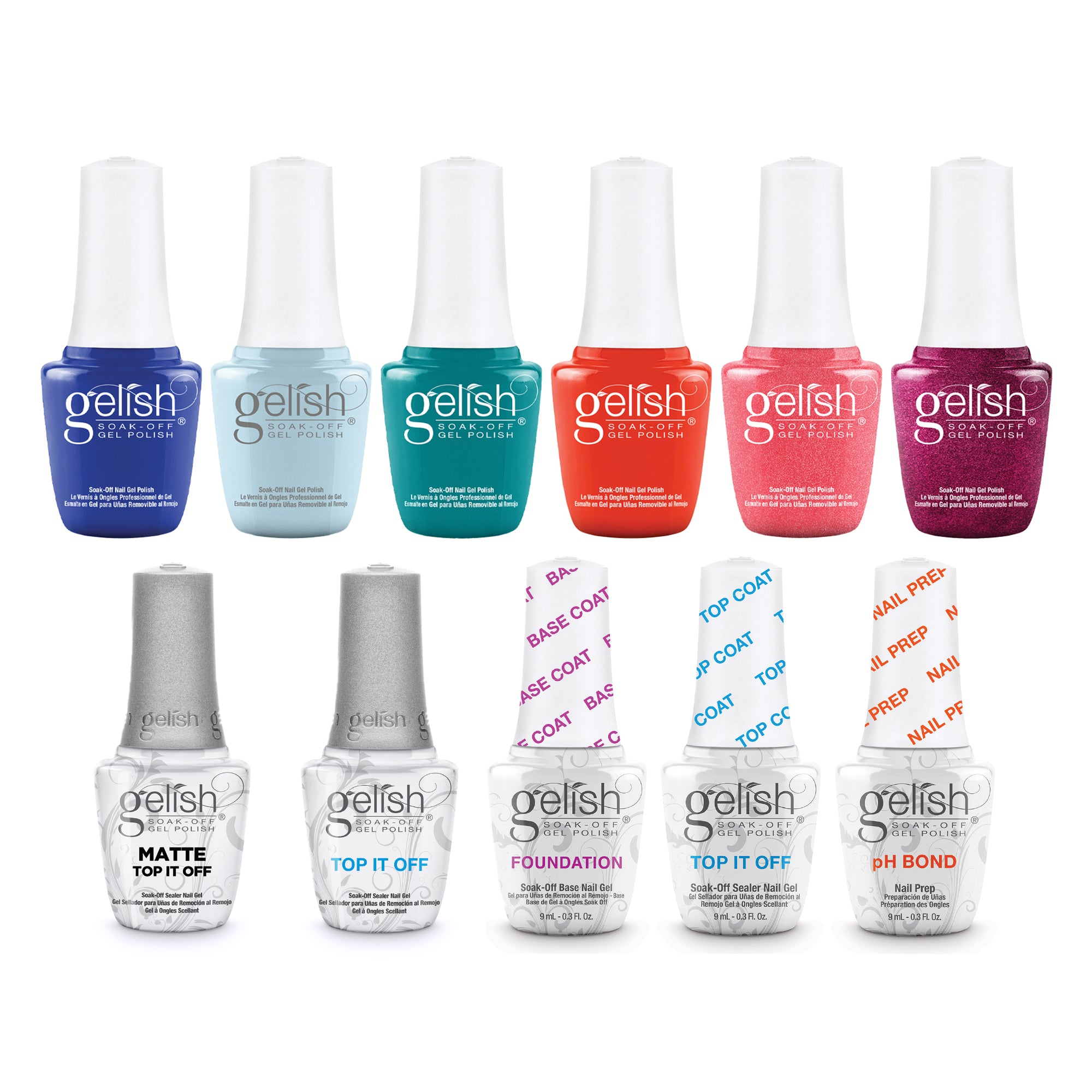 Gelish Matte & Gloss Duo Top It Off Nail Polish with Summer & Terrific Trio Set