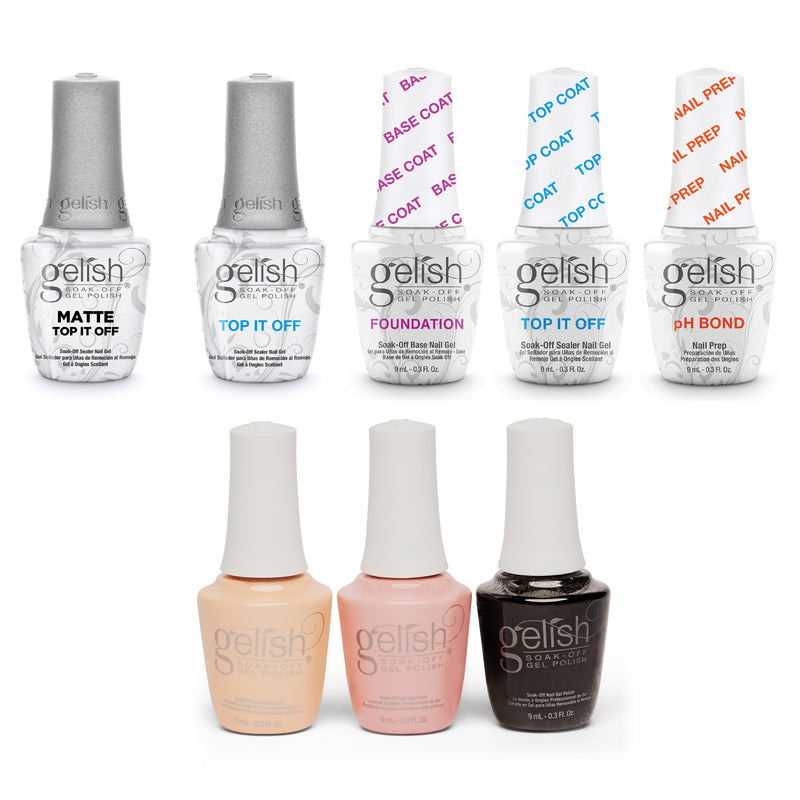 Gelish Matte & Gloss Duo Top It Off Nail Polish w/ Classic Collection & Trio Kit