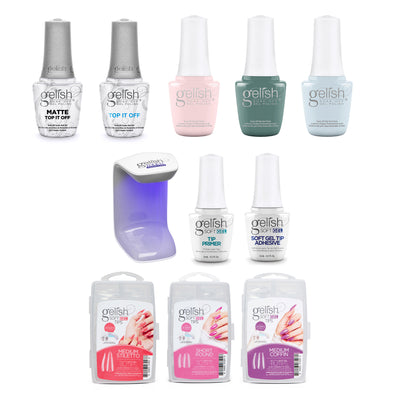 Gelish 330 Medium Coffin Stiletto Nail Kit with Polish Sealer and Full Bloom Set - VMInnovations