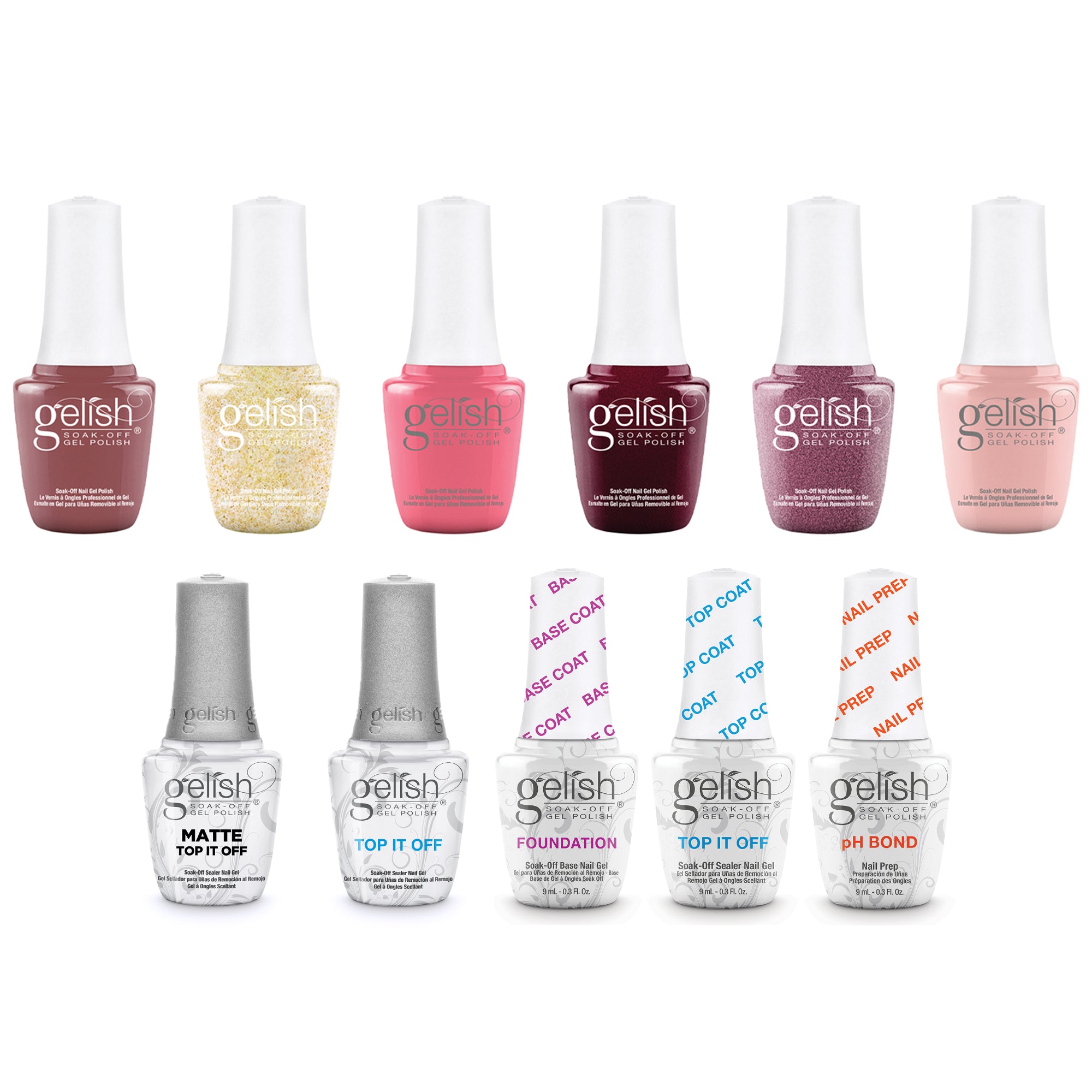 Gelish Matte & Gloss Duo Top It Off Nail Polish w/ Mini Passion & Basic Kit