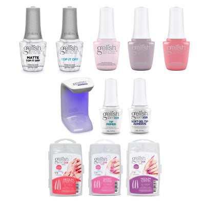 Gelish 330 Medium Coffin Stiletto Nail Kit with Polish Sealer and Full Bloom Set - VMInnovations