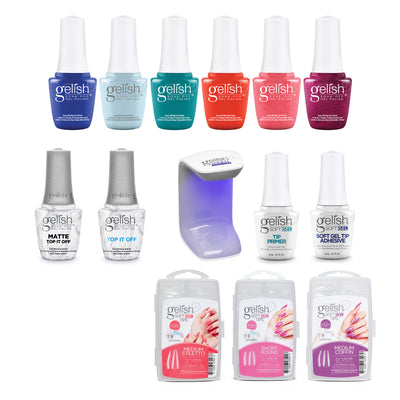 Gelish Medium Coffin Stiletto Nail Kit w/ Polish Sealer & Makin' A Splash Set