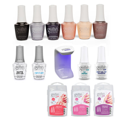 Gelish 330 Medium Coffin Stiletto Nail Kit with Polish Sealer and Neutral Set