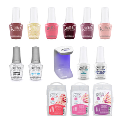 Gelish 330 Medium Coffin Stiletto Nail Kit with Polish Sealer and Passion Set
