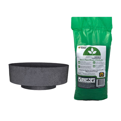 HC Companies Sierra Round Resin Garden Planter Pot with Wakefield HERO Compost