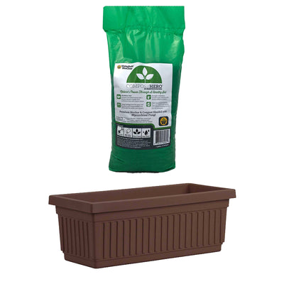HC Companies 30 Inch Flower Box Planter, Brown & Wakefield HERO 1gal Compost